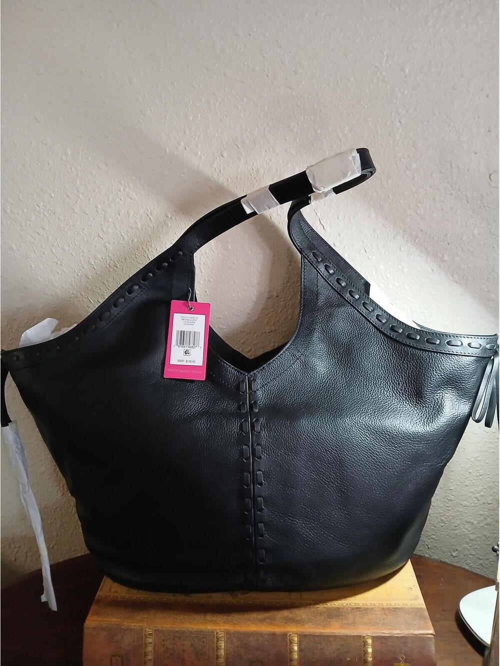 Vince Camuto Black Leather Large Tote Bag